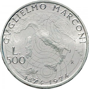 2396R 500 lire 1974 Guglielmo Marconi Roma Argento
