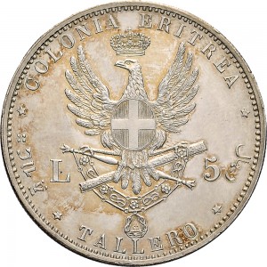1691R Tallero da 5 lire 1891 Aquila spiegata Roma Argento