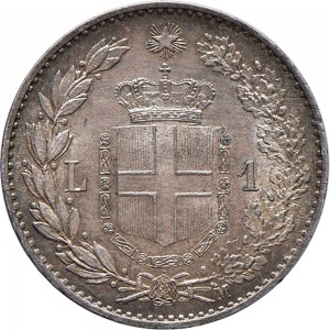 1285-001R 1 lira 1887 Scudo sannitico Milano Argento