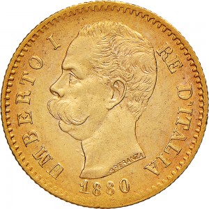 1253-001D 20 lire 1880 Scudo sannitico Roma Oro