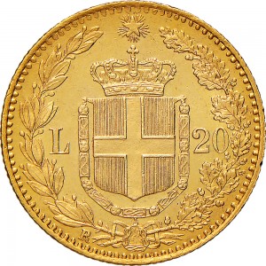 1268-002R 20 lire 1893 Scudo sannitico Roma Oro