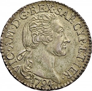 569D 15 soldi 1794 Valore entro corona di alloro Torino Mistura di argento