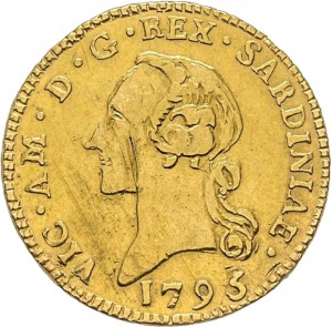 515D Mezza doppia da 2 scudi 1795 Aquila spiegata 2° tipo Torino Oro