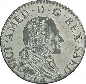 571D 10 soldi 1794 Scudo a cartoccio Torino Mistura di argento