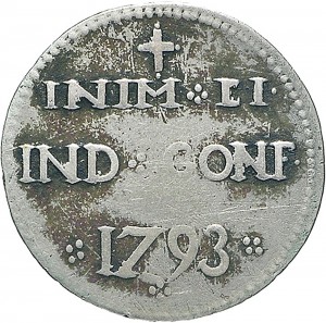 682R Reale da 5 soldi 1793 Iscrizione 2° tipo Cagliari Mistura di argento