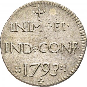 685R Reale da 5 soldi 1793 Iscrizione 2° tipo Cagliari Mistura di argento