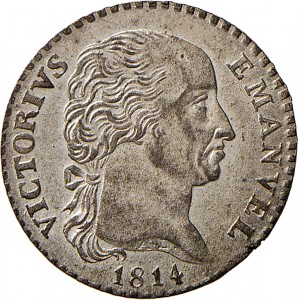 754D 2,6 soldi 1814 Aquila spiegata Torino Mistura di argento