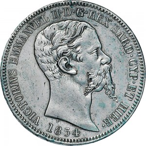 1067D 2 lire 1854 Scudo sannitico Torino Argento