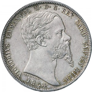 1049D 5 lire 1854 Scudo sannitico Torino Argento