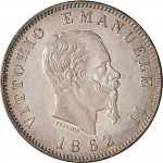 1183D 1 lira 1862 Scudo sannitico 1° tipo Napoli Argento