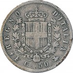 1191R 50 centesimi 1861 Scudo sannitico 1° tipo Firenze Argento