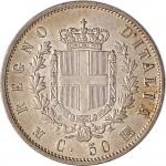 1195R 50 centesimi 1863 Scudo sannitico 2° tipo Milano Argento