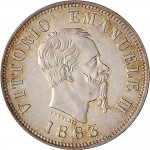 1197D 50 centesimi 1863 Valore su due rami di alloro 3° tipo Milano Argento