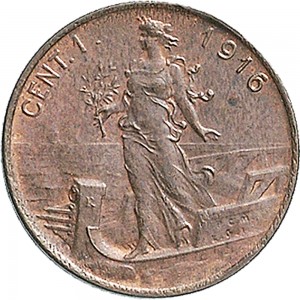 1578R 1 centesimo 1916 Italia marinara Roma Rame