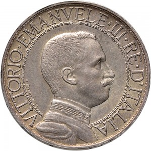 1427D 1 lira 1908 Italia su quadriga veloce Roma Argento