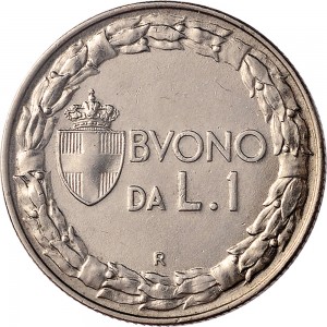 1437R 1 lira 1924 Italia seduta Roma Nichelio