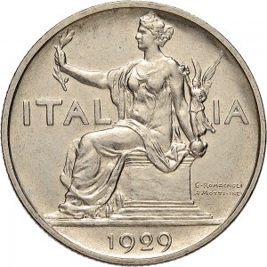 1441D 1 lira 1929 Italia seduta Roma Nichelio