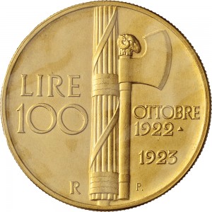 2567R 100 lire 1923 Fascio littorio Roma Oro Prova