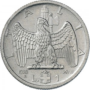 1621R 1 lira 1938 XVII Aquila romana 1° tipo Roma Nichelio