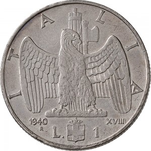 1627R 001 1 lira 1940 XVIIII Aquila romana 2° tipo Roma Acmonital