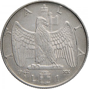 1629R 1 lira 1942 XX Aquila romana 2° tipo Roma Acmonital