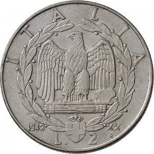 1617R 2 lire 1942 XX Aquila romana 2° tipo Roma Acmonital