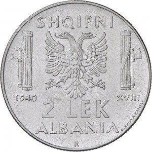 1738R 2 lek 1940 XVIII Aquila bicipite Roma Acmonital